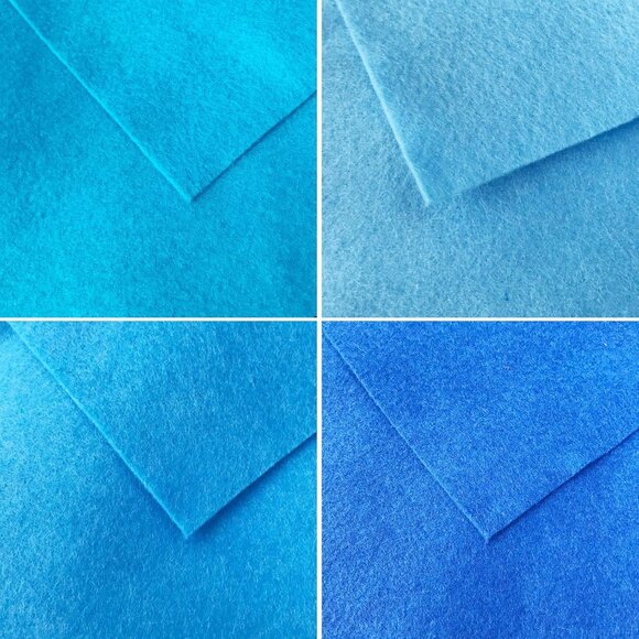 7 Pieces Blue Felt Fabric Bundle Crafting Sewing Supplies 18" x 18" Each Assorte - Picture 7 of 12